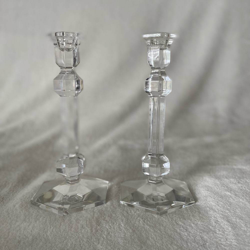 Val Saint Lambert Vintage Crystal Glass Candle Holders